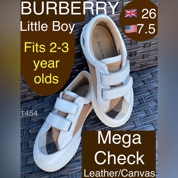 Burberry Other - BURBERRY Little Boy Nova Check (Mega) LEATHER & CANVAS/Velcro Tennies🔥2-3 years
